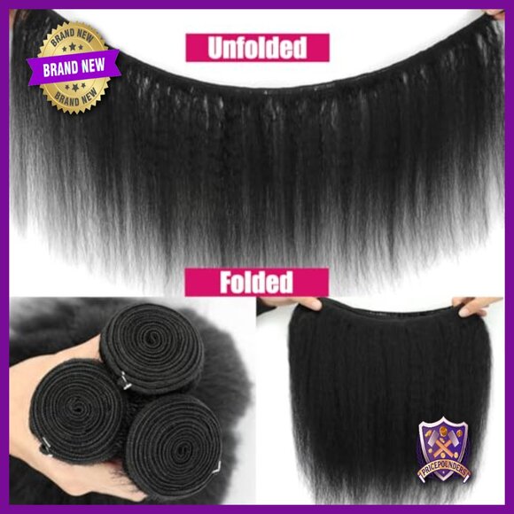 3 Bundles Yaki Straight Human Hair Extensions 100% Brazilian Virgin Remy main image 6